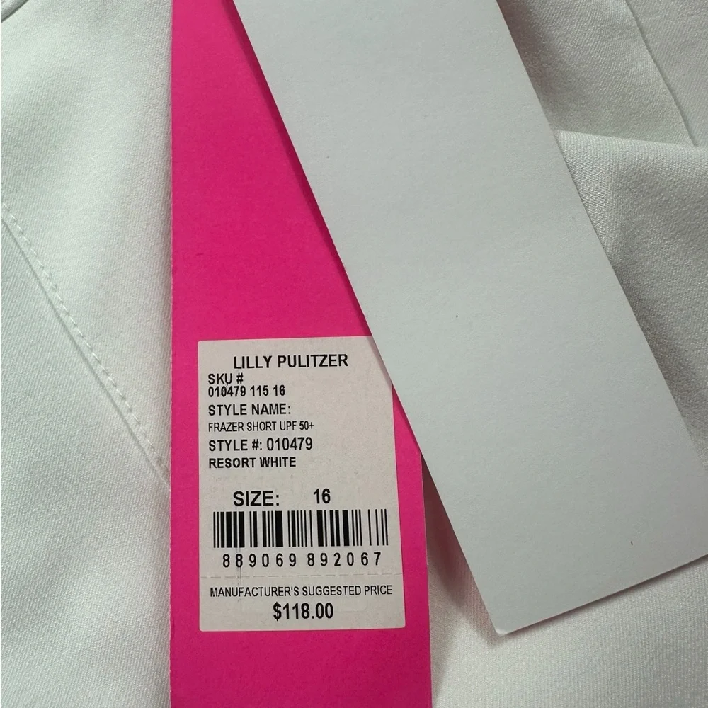 LILLY PULITZER: NWT Luxletic 5” Frazier Shorts in Resort White UPF 50+ Size 16